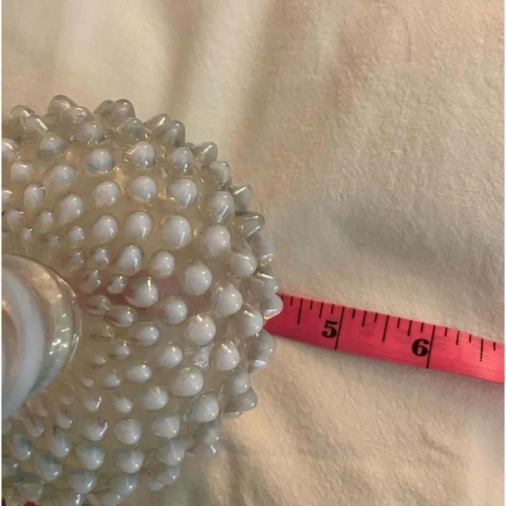 Fenton hobnail round vase with smooth neck smooth ring at base milk glass   #18